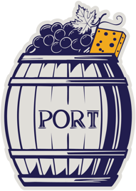 wine barrell with port on front